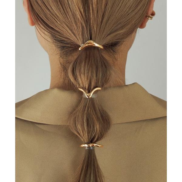 ヘアゴム ニュアンス ライン メタル 3PCS セット ヘアカフ