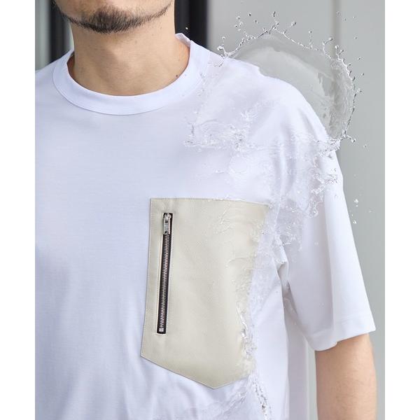 tシャツ もう汗(焦)らない汗染み，汚れ防止/ソロテックスレザーポケットTシャツ(家で洗えるレザー）...