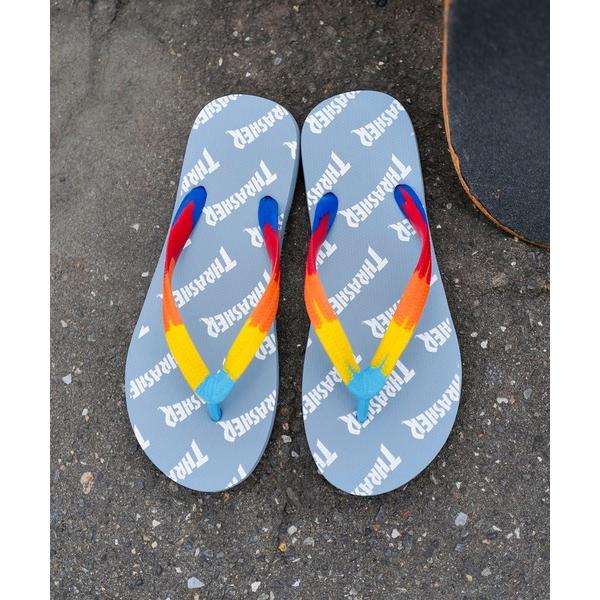 サンダル CYAARVO BEACH SANDAL/スラッシャーブランドロゴマルチプリント軽量ピーチ...