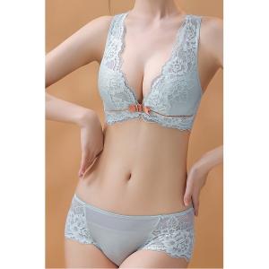 ブラジャー ショーツセット フロント ホック 総レース ノンワイヤー ブラ＆ショーツ