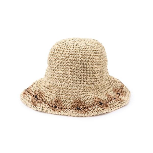 帽子 ハット 雑材フラワーブリムハット レディース