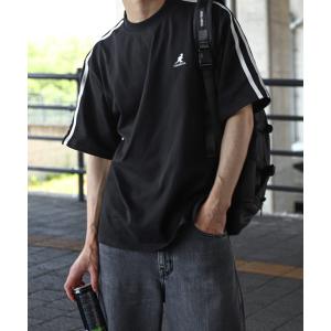 tシャツ 「KANGOL」 袖ライン クルーネック 半袖 Tシャツ / ゲームシャツ メンズ レディース