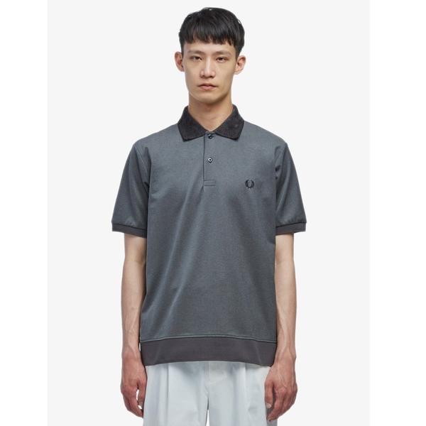 「FRED PERRY」 半袖ポロシャツ M チャコール メンズ