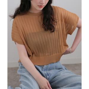 ニット セーター シアーワイドリブプルオーバー レディース