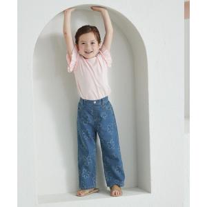 パンツ フラワー柄 ワイドシルエット デニムパンツ キッズ 子供服 女の子
