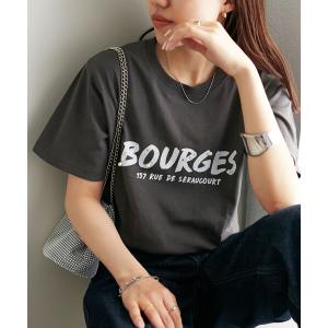 tシャツ Tシャツ レディース ビジュー付きロゴプリントTシャツ