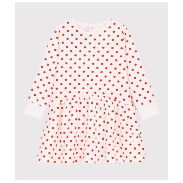 「PETIT BATEAU」 「KIDS」長袖ワンピース 12MONTH オフホワイト キッズ