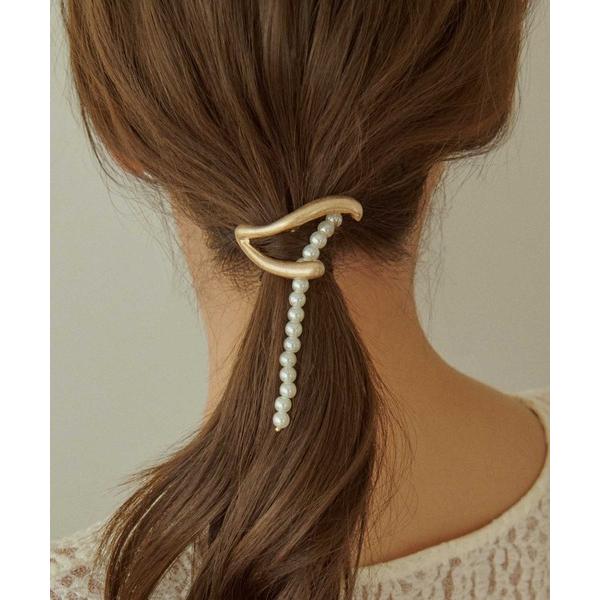 ヘアゴム メタル ライン ハング パール ヘアカフ