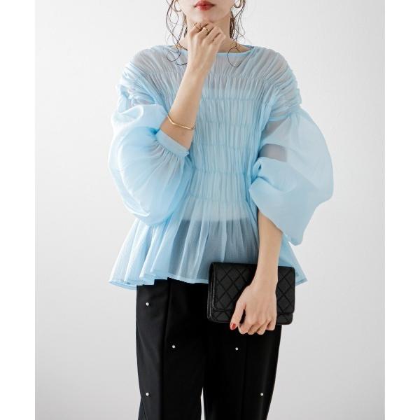 ブラウス シャツ ティアードギャザーシフォンブラウス レディース