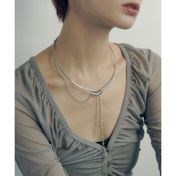 ネックレス ダブル チェーン カーブド ネックカフ レディース