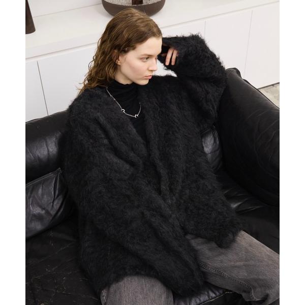 カーディガン Wool blend super volume shaggy knit cardiga...