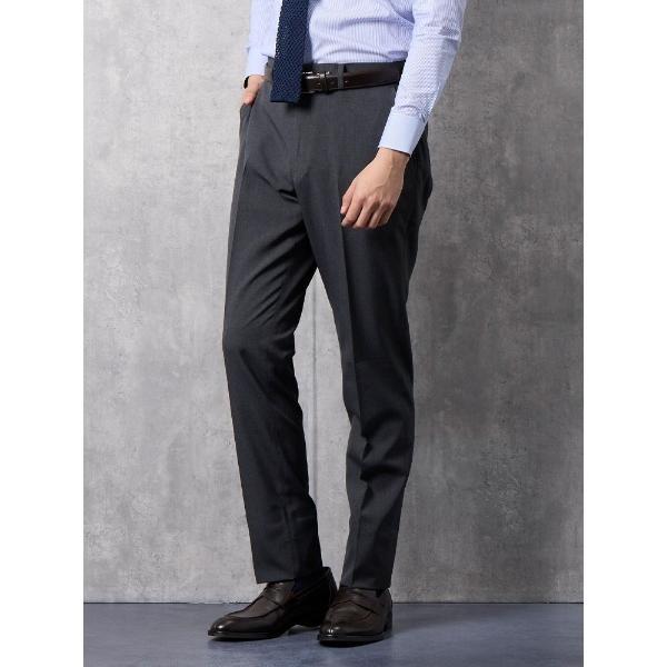 スラックス GOODBIZ　ノータックスラックス　グレンチェック　グレー/ネイビー メンズ