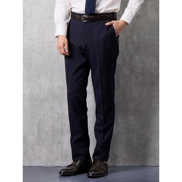 スラックス シャドウチェック　スラックス　ネイビー メンズ