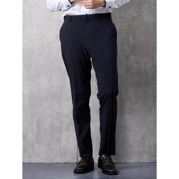 スラックス シャドウミニチェック　スラックス　ネイビー メンズ