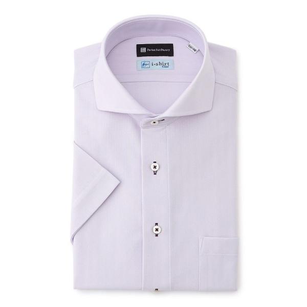 フォーマル シャツ 「冷感/完全ノーアイロン」半袖アイシャツ「アイスセンサー」ホワイト/サックス/ラ...