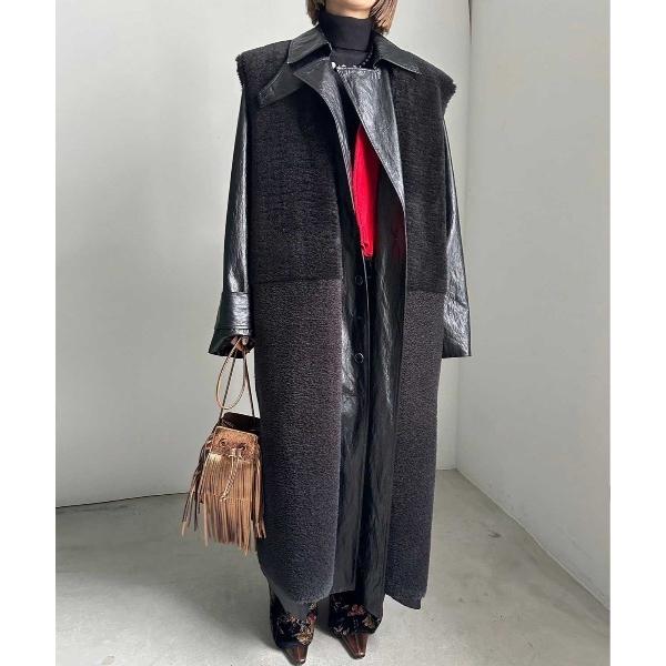 ベスト ジレ FABRIC BLOCKING LONG BOA VEST レディース