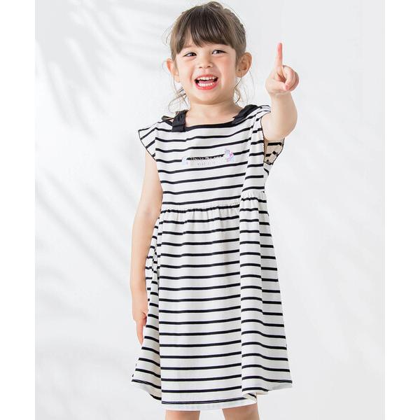 ワンピース キラキラ刺しゅう肩あきリボンワンピース(80~130cm) キッズ 子供服 女の子