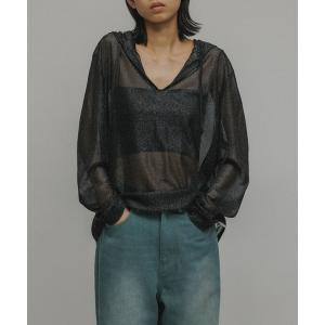 パーカー レディース 「TOPS」 OVERSIZE LAME SHEER HOODIEの商品画像