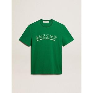 tシャツ Tシャツ メンズ コットン（グリーン） センター：レタリング メンズ