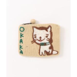 羊毛フェルト 猫のお顔のがま口ポーチ ハンドメイド 作家もの ポシェット フェルト がま口ポーチ クロネコ シバイヌ パンダナ