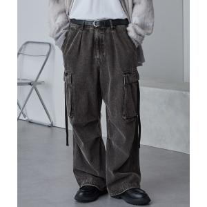 ワイドパンツ カーゴパンツ ヴィンテージメイクバギーセミワイドM-47カーゴデニムパンツ/裾ドローコード メンズ レディース