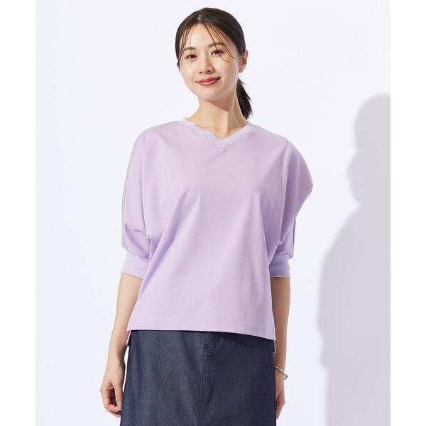 tシャツ TCポンチ ニットコンビ ドルマン カットソー レディース