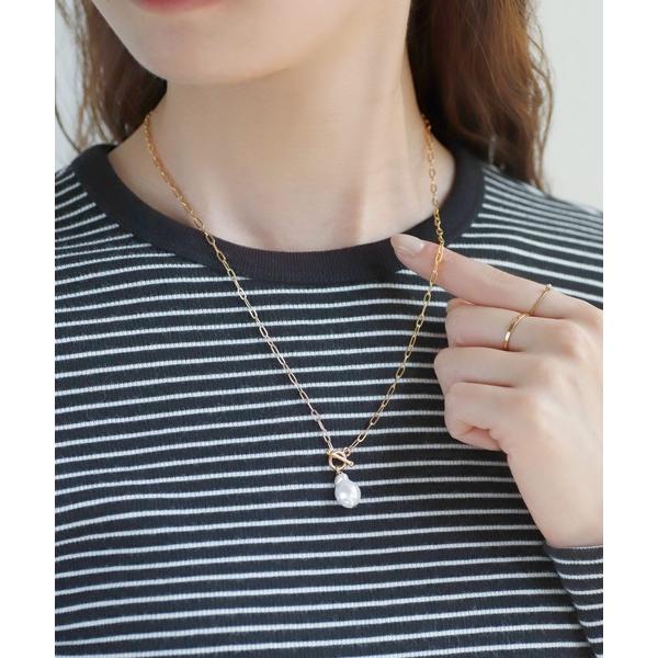 ネックレス パールポイントマンテルネックレス レディース