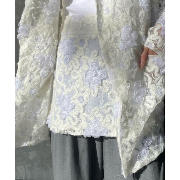 スカート FLOWER MIX LACE SHEER SKIRT
