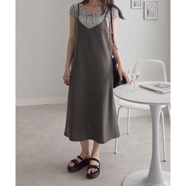 ワンピース 麻調バックリボンキャミワンピ（ショート丈）