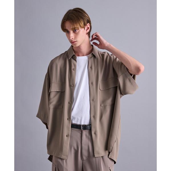シャツ 「 セットアップ対応 」ドレープツイルビッグシャツ メンズ レディース