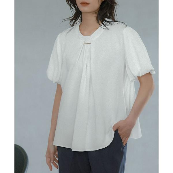 ブラウス シャツ パフスリーブボウタイ風ブラウス オフィス ビジネス フォーマル セレモニー 卒業式...