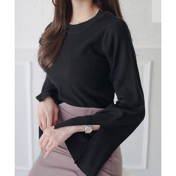 ニット セーター 「mily bilet」オンシーンでも着れる大人こなれ感。袖スリットフレアスリーブ...