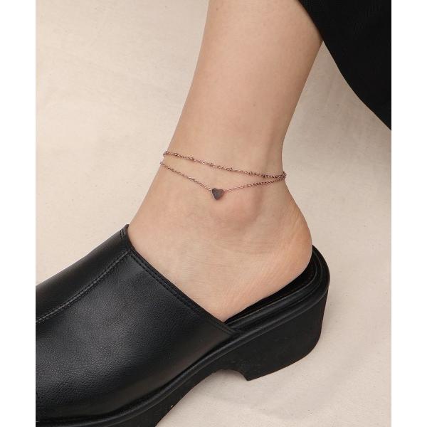 アンクレット 「金属アレルギー対応」 2連 ハートチャーム アンクレット / サージカルステンレス ...