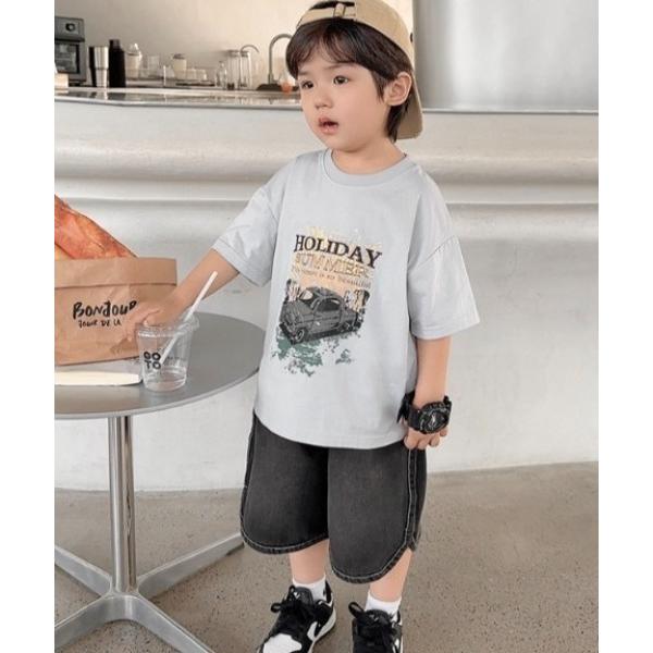 tシャツ クラシックカーUSED風プリントTシャツ キッズ 子供服 男の子 女の子