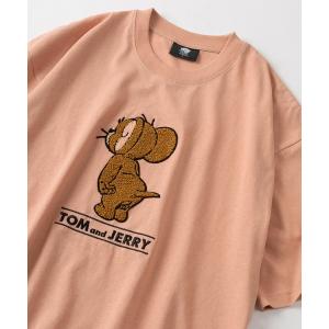 tシャツ Tシャツ レディース 「TOM＆JERRY/トムとジェリー」ジェリー ミッドサイズ サガラ刺繍デザイン ビッグシルエット 半袖Tシャツ/オー｜zozo