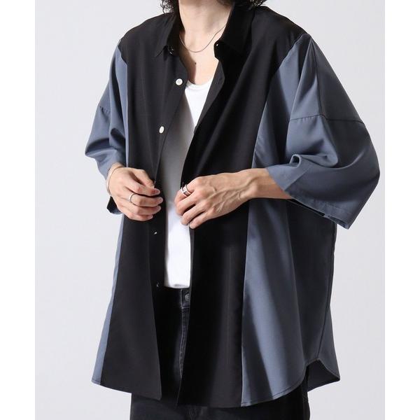 シャツ ポリストレッチ バイカラー 半袖 シャツ メンズ レディース