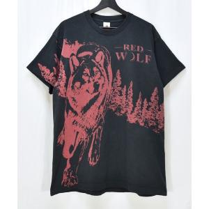 tシャツ Tシャツ メンズ 「ヴィンテージ古着」90's アニマルプリント AOP オールオーバープリント Tシャツ RED WOLF