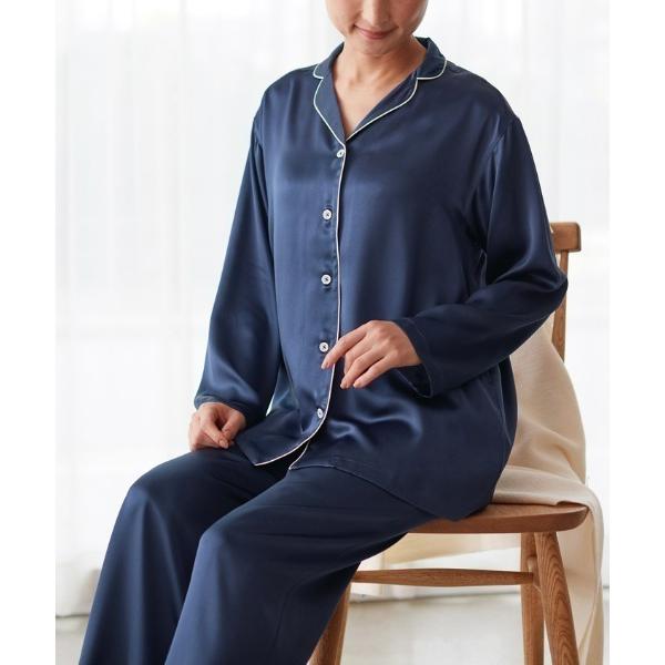 パジャマ ルームウェア kaimin navi/快眠ナビ　シルク100％パジャマ 長袖長パンツ レデ...