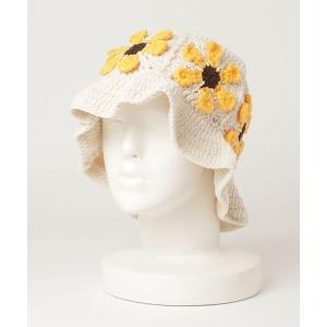 帽子 ハット 「HIKA」花モチーフニットHAT レディース メンズ
