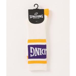 靴下 「SPALDING」スポルディング 底P TH切替ライン クルー丈ソックス メンズ