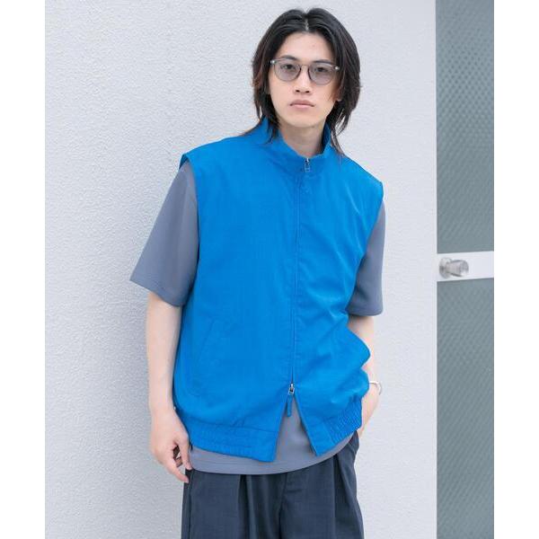 ベスト ジレ 「イージーケア/セットアップ対応」リネンライクスタンドカラーWジップベスト メンズ
