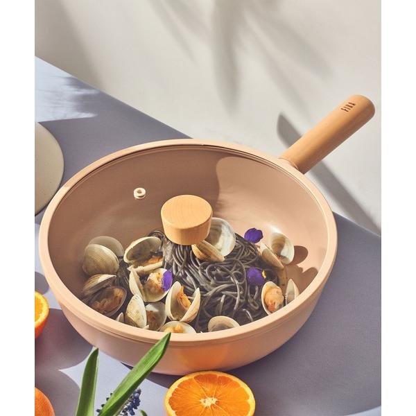 鍋 FIKAピーチピンクフライパン26cm ガラス蓋付き