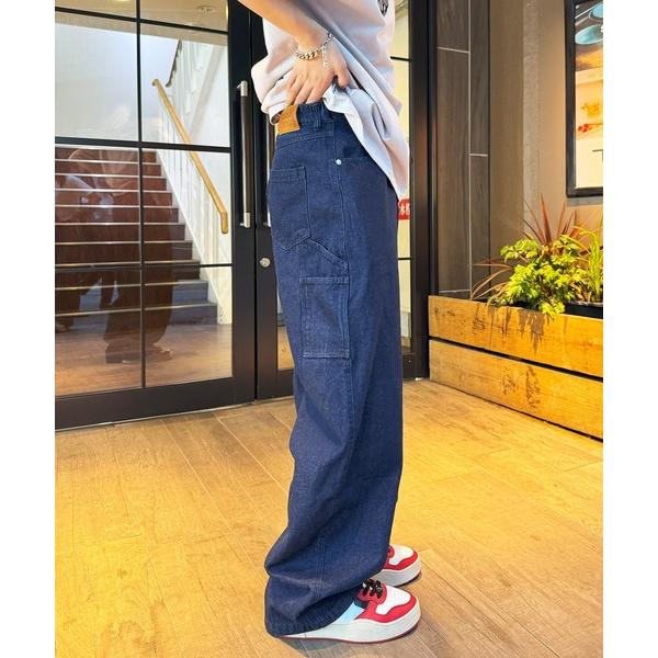 ワイドパンツ ジーンズ 「MEMORY」革パッチ ペインターデニムパンツ / ワイドパンツ ペインタ...