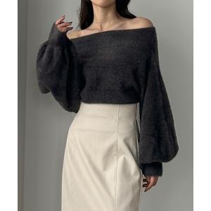 JUNOAH（ジュノア） ニット セーター チュールペプラムドッキング