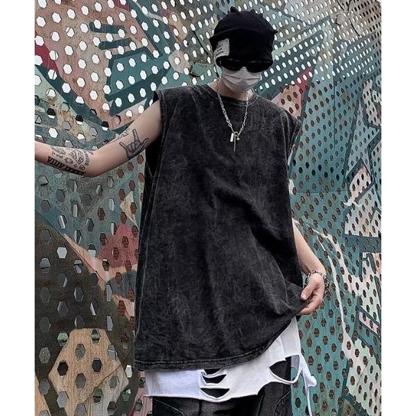 タンクトップ ヴィンテージ加工/ピグメントノースリーブ メンズ レディース