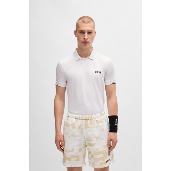 ポロシャツ BOSS x Matteo Berrettini スリムフィット ストレッチメッシュ ポ...