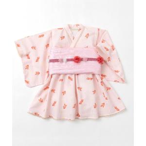浴衣 キッズ 浴衣ドレス3点セット（浴衣＋帯＋ポンポン）｜ZOZOTOWN Yahoo!店