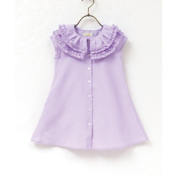 ワンピース フリルカラーシャツワンピ(80-100cm) キッズ 子供服 女の子