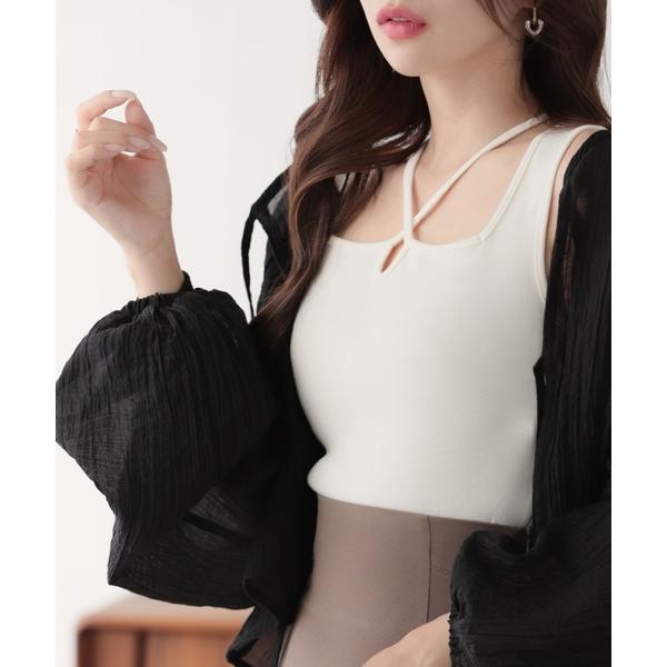 タンクトップ ノースリーブ クロスデザインタンクトップ レディース