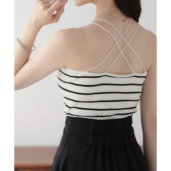 キャミソール カップ付きバッククロスダブルストラップキャミソール
